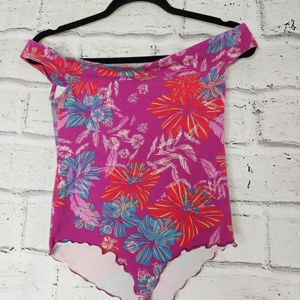Free People Off The Shoulder Printed Bodysuit Floral Womens Small